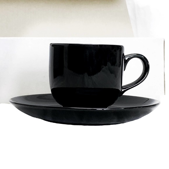 Espresso Cups & Saucers set of 4 Black - Picture 5 of 9